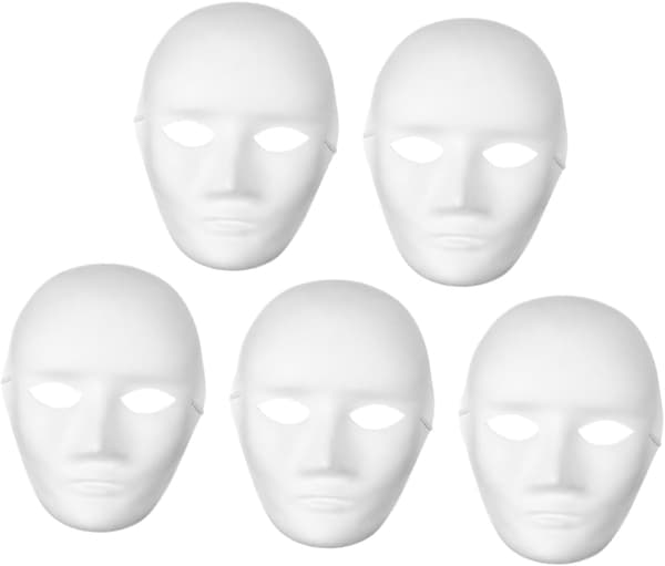 5 stk DIY blanke malbare masker for hvite maskeradehåndverksmasker