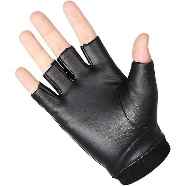 Læder Fingerløse Handsker, Sort, Motorcykel Kørsel Fingerløse Læder Handsker