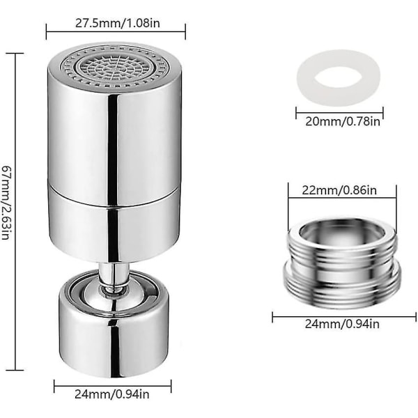 Pieces Svingbart Vandhane Luftblander Messing 2 Sprøjtetilstande Justerbar Luftblander Vandbesparende Vandhane Svingadapter M22- M24 Sprøjte Vandhane Til Badeværelse Køkken