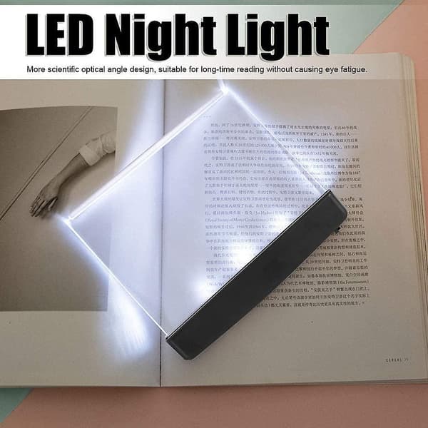 LED Leselys, Lommelykt for Paperbackbøker, Bærbar Flat Panel Leselys for Natten Med