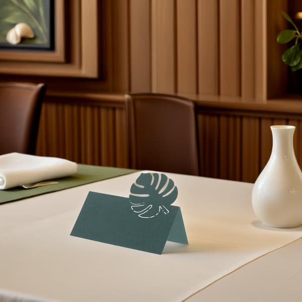 50 stk. setekort, blattformede bordnavnetelt, 3D-papir, elegant, bærbart