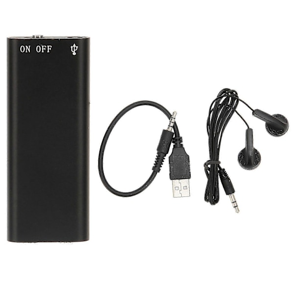 32GB USB Opladningsbar Stemmeoptager HD Mini Lydoptager til Møder Interview - Støjreduktion, Stemmeaktiveret, Neutral Engelsk, Sort