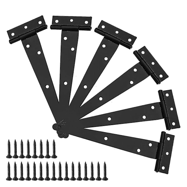 6-pak Hage Skur T-hengsel 8 Tommer Heavy Duty Smijerns Rustfritt T-hengsel Med Monteringskruer