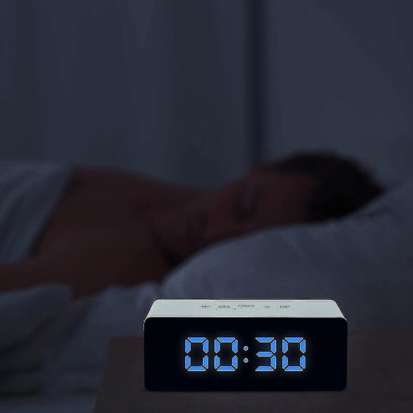 LED Digital Väckarklocka, Spegelväckarklocka LED-Display Temperaturfunktion För Sovrum, Kontor - (haoyi-yuhao