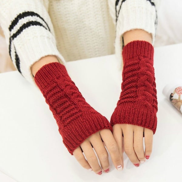 Unisex Knitted Fingerless Winter Gloves Soft Warm