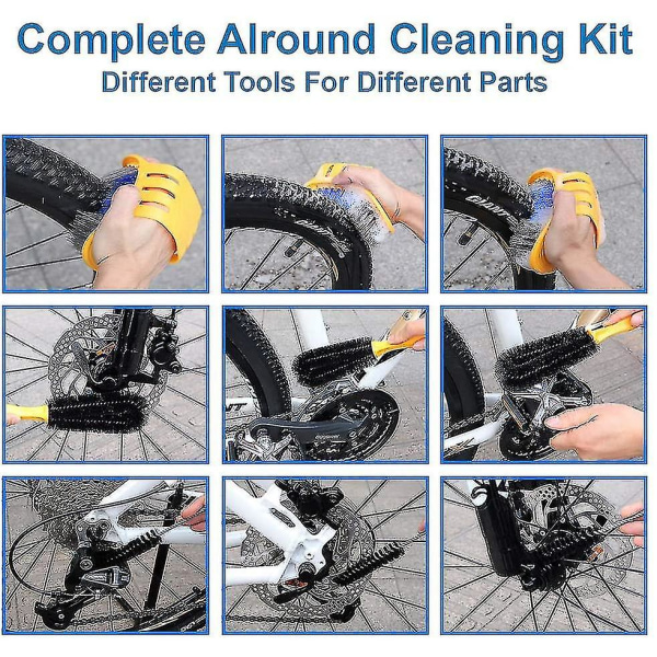 7 delers rengjøringssett for sykkelverktøy for forskjellige modeller, inkludert børste for sykkelkjede dekkhjul (shikai)-yuhao