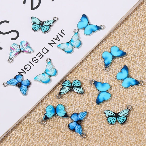 10 stk gave blå emalje lage håndlagde smykker sommerfugl sjarm halskjede  armbånd mote gave 2036 | Fyndiq