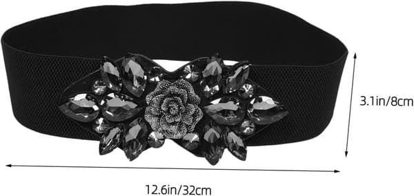 Elegant Rhinestone Bred Elastisk Taljebælte til Kvinder Strækbart Sort Korset Taljeformer