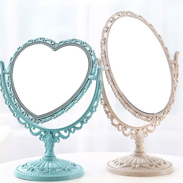 Makeup-spejl, bordsminkespejl dobbeltsidet forstørrelsesglas makeup-spejl med 360 graders rotation