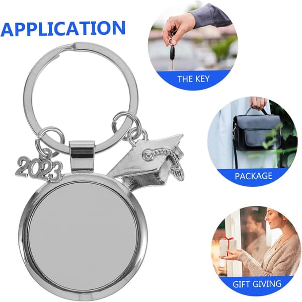 Examen DIY Nyckelringar Tom Värmeöverföring Nyckelring för Slitstarkt Material Lättviktsdesign