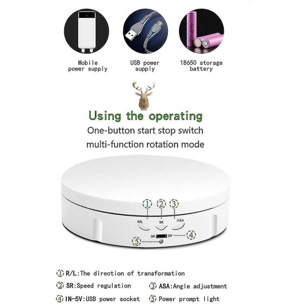 Motorisert roterende displaystativ, 360 graders roterende displaystativ, 3 hastigheter, 3 visningsvinkler