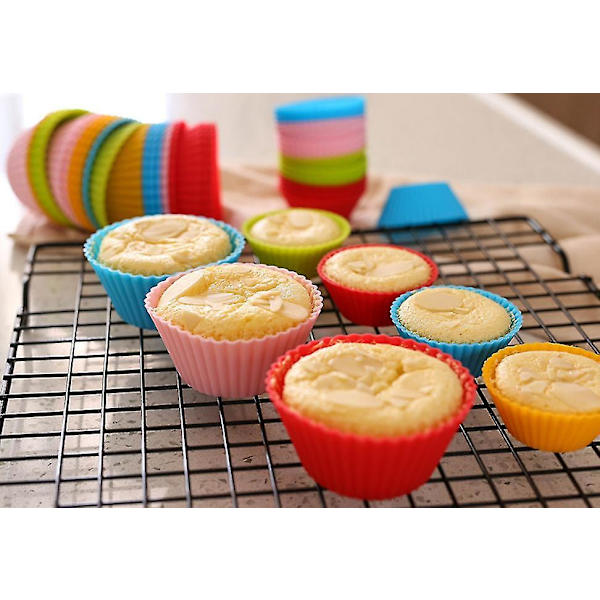 50 st Reusable Muffinsformar i Silikon av Hög Kvalitet, 2 Storlekar