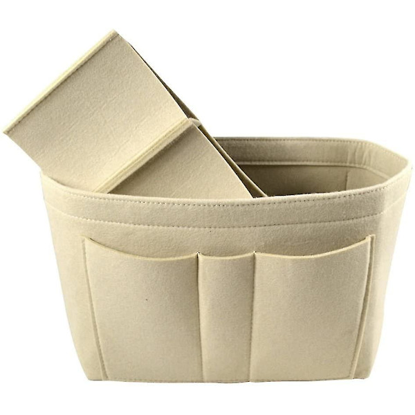 Huopinen Käsilaukkujärjestäjä Naisille Sisäjärjestäjä Käsilaukku Säilytyspussi (beige, S)