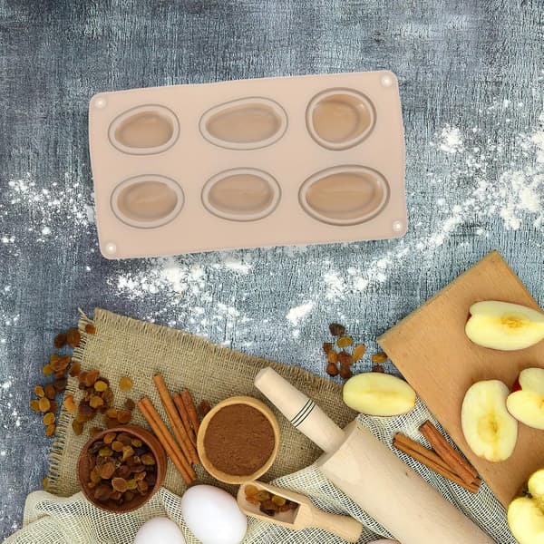 Silikonform for sjokolade- og kakebaking, 6-hulroms småsteinform, matkvalitets silikon