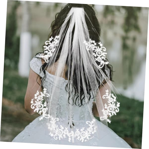 Broderi Blomsterslør med kam Elegant bryllupshårtilbehør