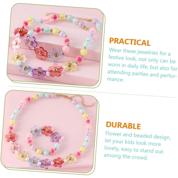 Smykkesæt til piger og drenge, blomsterarmbånd, halskæde, modesmykker, sikkert