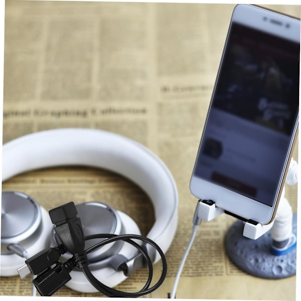 Micro USB till USB-A OTG Adapter Dubbel Port Svart Kompatibel Mobiler Surfplattor Lätt att Bära