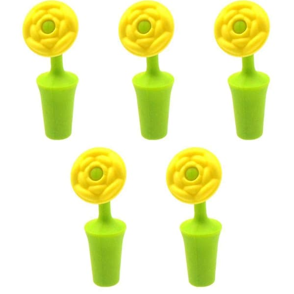 Vinflaskkork, Vinkorksskydd, Set Om 5 Som Vingåvor, Silikonblommor