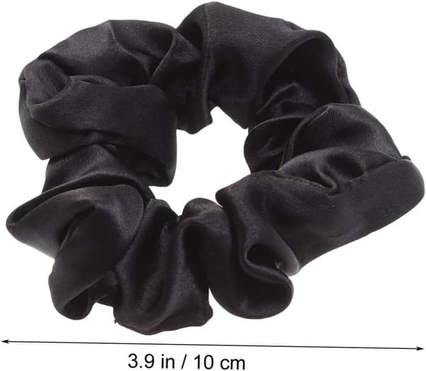 Satin Hårstrikker 5 stk Solid Svart Elastiske Hestehaleholdere Tøyelige Hårstrikker for Kvinner Jenter