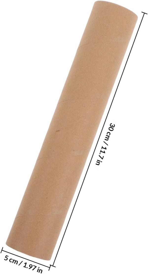 10 stk. Kraftpapir-postrør med hvite lokk, 30x5 cm postpapprør