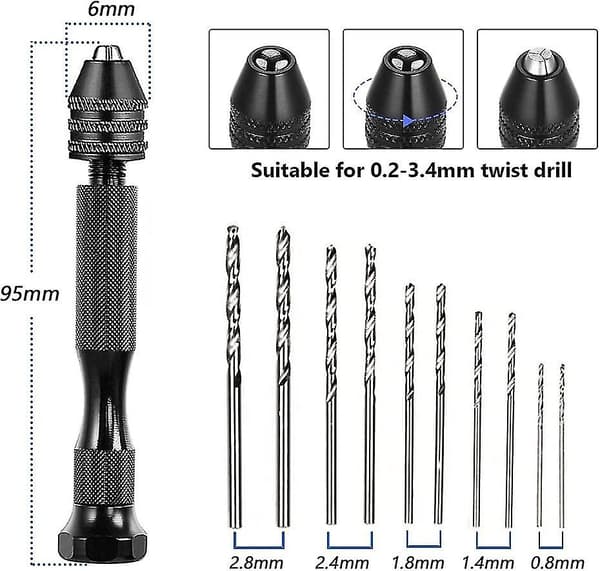 Pin Vise Hånddrill Bits, Presisjons Hånddrill Pin Vise Wit