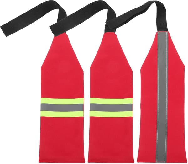 3 stk. kajakkrefleksflagg i polyester, slepevarslingsflagg med stropper