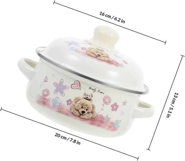 Vintage emaljert gryte Multifunksjonell kokegryte med håndtakdesign Glatt flat bunn
