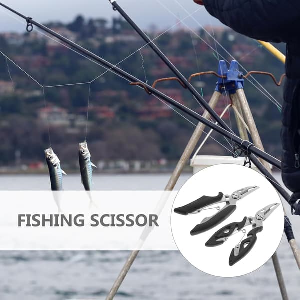 2 stk kompakte fisketangssakser med rustfritt stål og vanntett profesjonell trådkutter i polypropylen