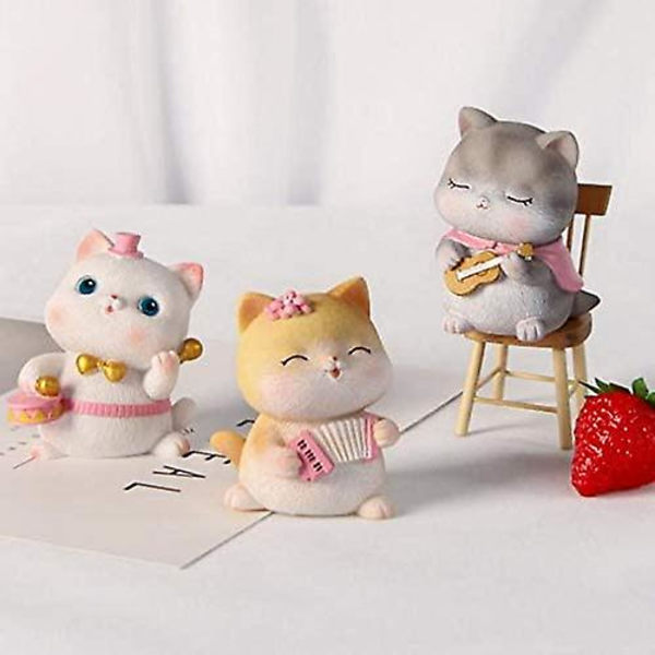 Kattfigurer Bildekorasjon Katt Bobble Head Håndverk Ornamenter Kaketilbehør Harpiks Katt