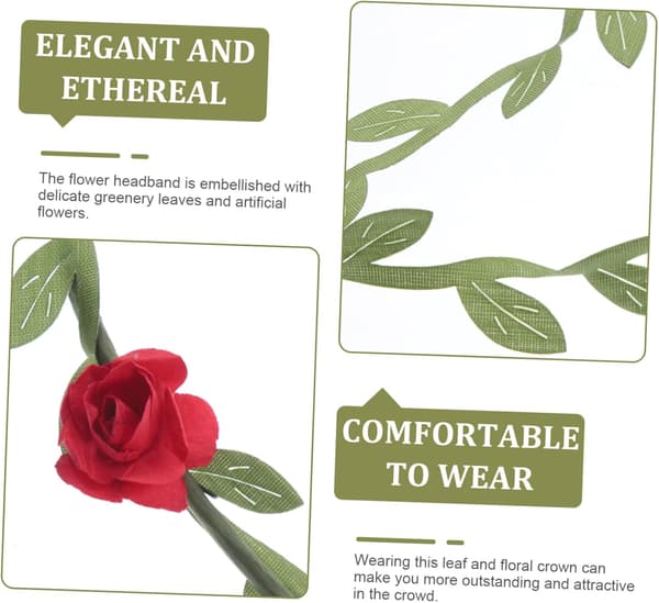 3 stk. bladblomsterkrone hårkrans til bryllup elegant pannebånd kunstige blomster og blader
