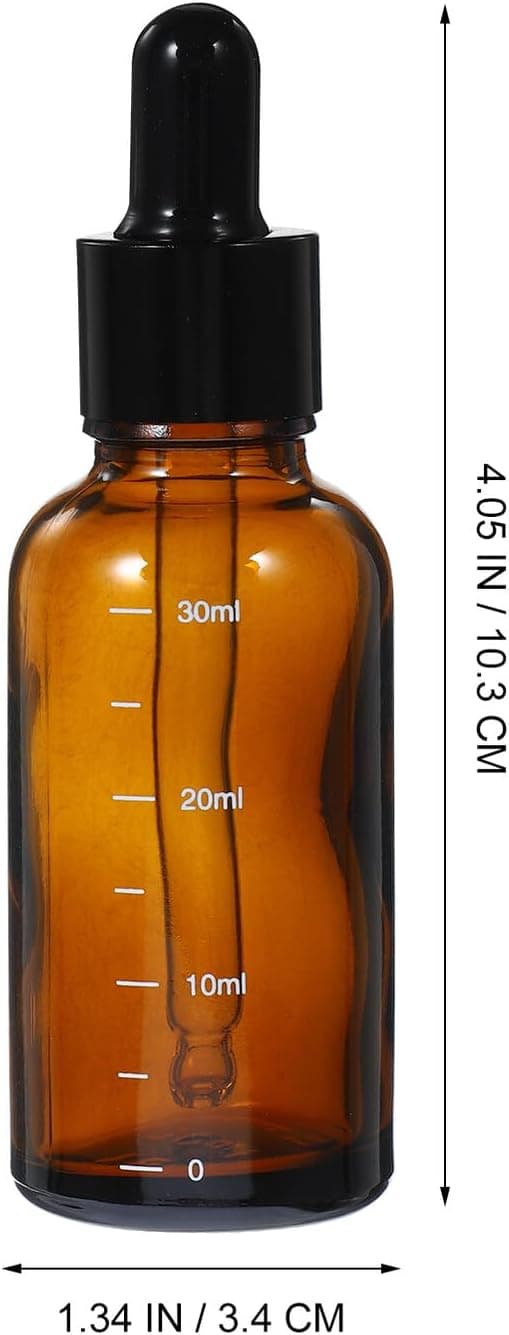 Glasdroppflaskor med bärnstensfärg för eteriska oljor, 30 ml med graderingsmarkeringar