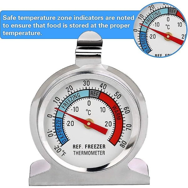 Kjøleskapstermometer Frysertermometer Stor urskive Rustfritt stål temperaturgave