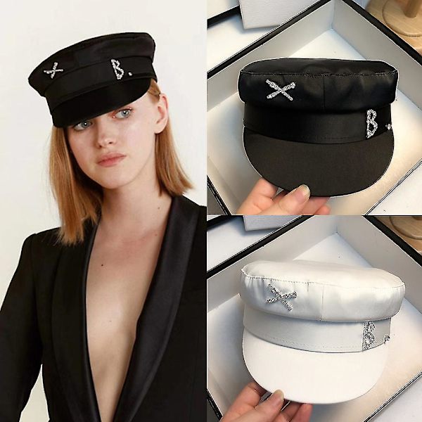 Sommarbrev för Rhinestone Newsboy Hat Casual Flat Top Utomhus Justerbar Keps