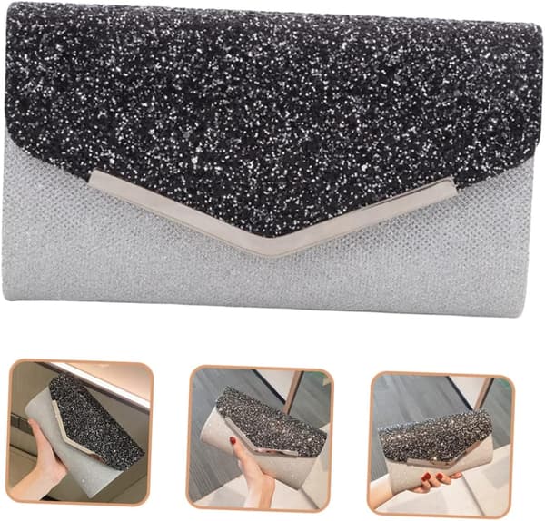 Elegant krystallkjede aftenveske for kvinner, polyester og ABS-materiale, passer til telefon og småting