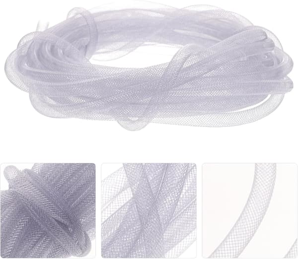 3 ruller elastisk nettingrør Grå håndverksnettingrør for DIY smykkefremstilling Fleksibelt bånd