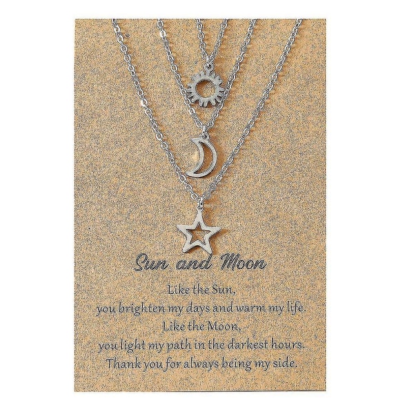 3 stk Hollow Sun Moon Star Halskjede Par smykker Venner Lovers Gift