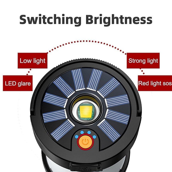 Camping Lanterne Udendørs Solenergi Nødlys Bærbare Lamper USB Genopladelig Lys Lommelygte White