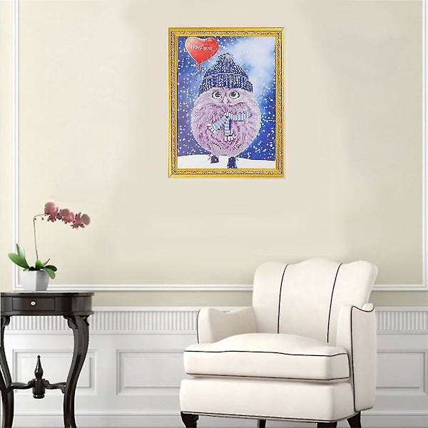 Ugler Mønster Farverig 3D DIY Diamantmaleri 30x40cm