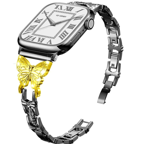 Sopii Apple Watch8 Strap Diamond -uurteiseen Metal Butterfly Watch black and gold