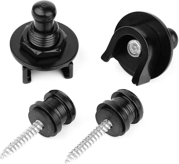 Remsäkert system för gitarrremmar med snabbkoppling - Strap Locks & Buttons Nickel (svart) 2 st