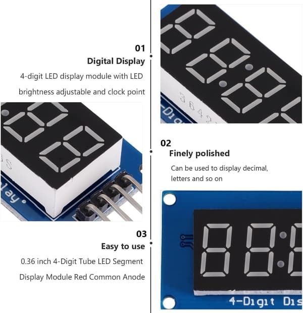 Tm1637 Display desimal- og klokkepunktfunksjoner 4-sifrede 2 stk LED-segmentdisplaymoduler