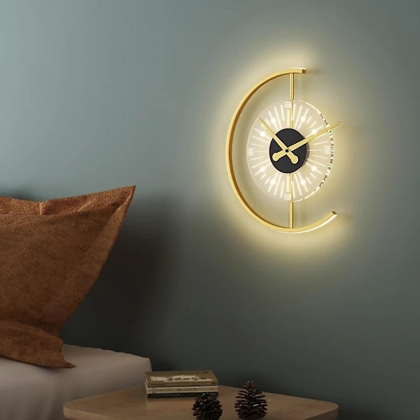 1-lamppuinen 41 cm seinävalaisin LED-kellodesign
