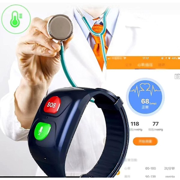 Sos Armbånd Gps Tracker Kompatibel Ældre Nødkald Sos Gps Lokator Telefon Nødhjælper Ip67 Vandafvisende Smart Ur Telefon, Sort -ys