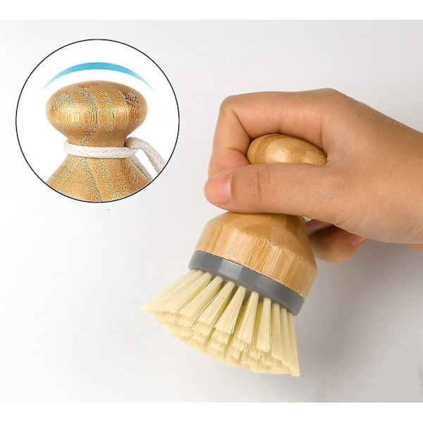 2 st Bambu Palm Borstar för Köksdisk Rengöring