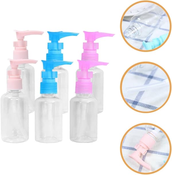 6 st plastpumpflaskor 50 ml påfyllningsbara schampoflaskor med pump