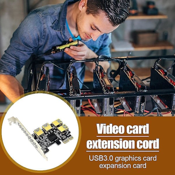 PCI Express 1x til 16x Strømførende Riser Adapterkort USB 3.0
