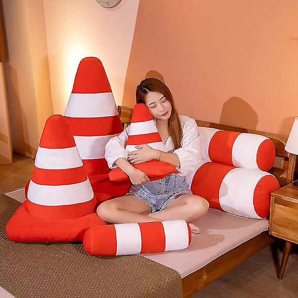 Plush Leke-Trafikkjegle Konstruksjonskjegle Skilt Veisperring Barnas Lekesett Sikkerhet Myk Pute 70cm conical