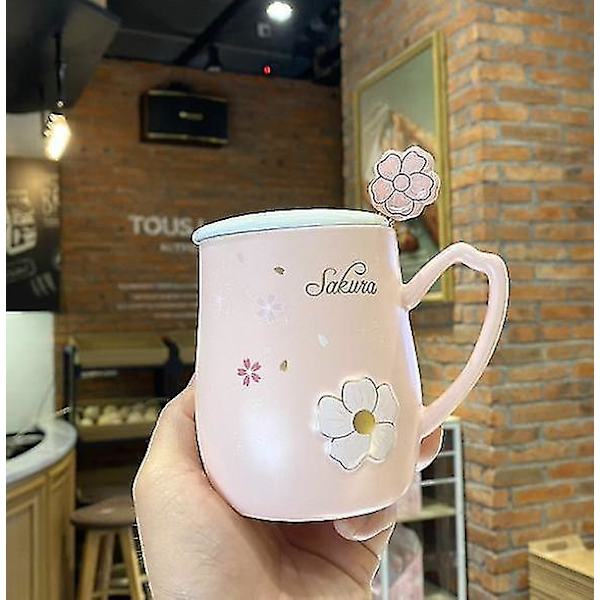 Søt liten kaffekrus for utendørs melk Sakura krus (rosa)