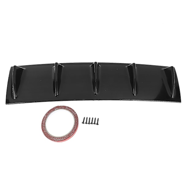 2x Hot 58.4x15.2cm Style Universal Bagagerumslæb Diffusor 5 Fin Glans Sort Abs Bil Diffusor Fin