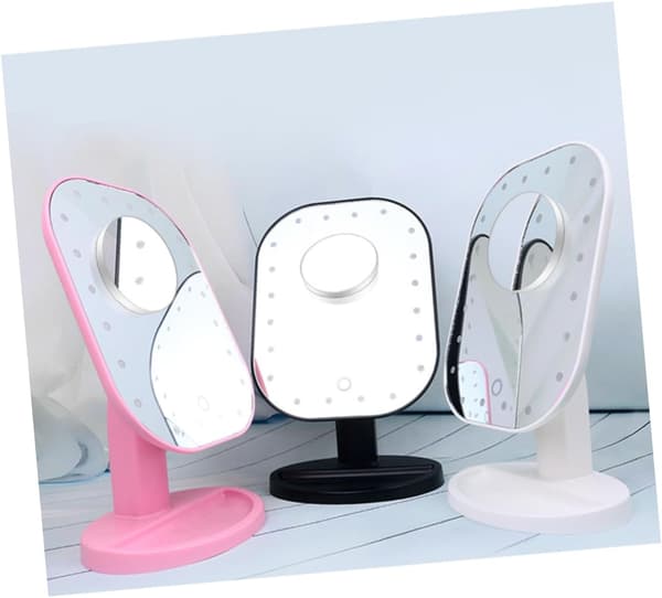 Led Kosmetisk Skönhetsspegel Glödlampor USB-driven Sminkspegel för Resor Pekskärm Bärbar Vikbar Design Svart